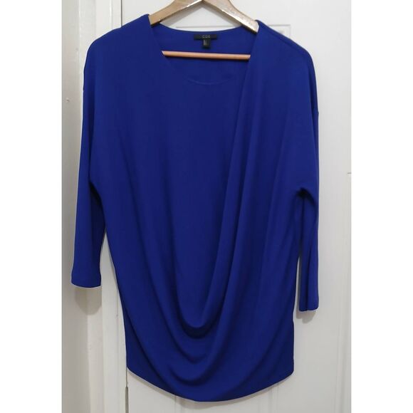 Cos womens medium draped side cobalt blue stretch knit top viscose spandex - Picture 2 of 7